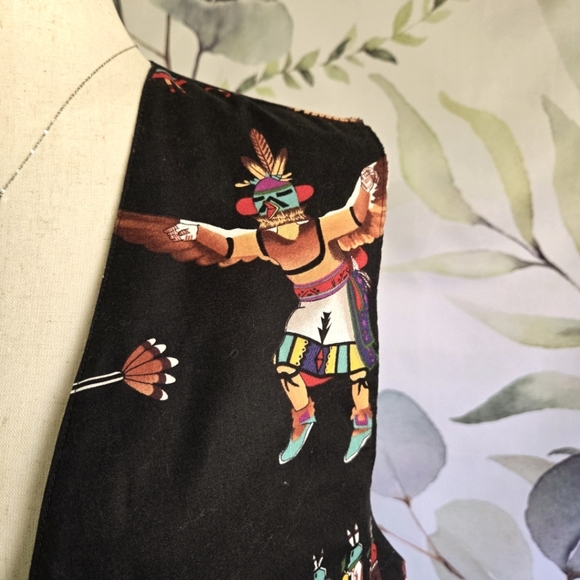 Women's Black Vest with Colorful Patterns - Picture 2 of 6